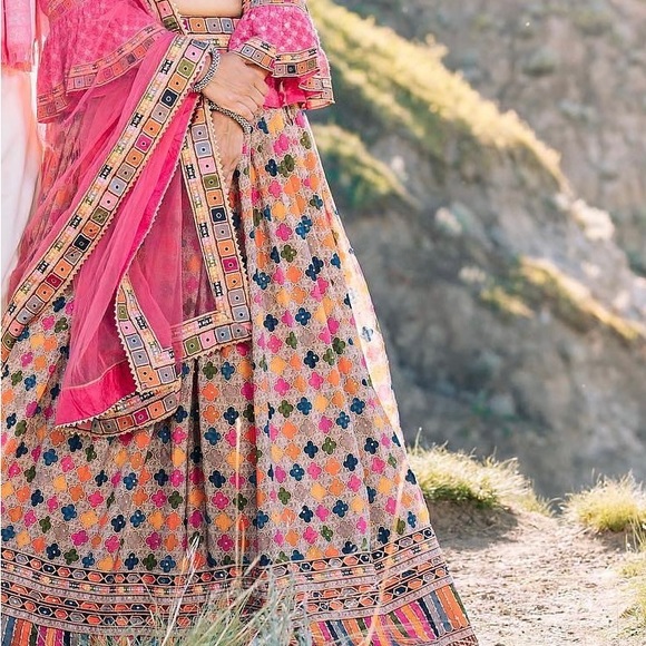 Multicolor pink lehenga - Picture 4 of 4